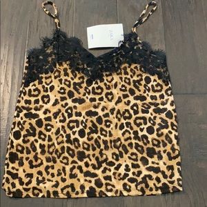 New! Zara Leopard print tank with lace